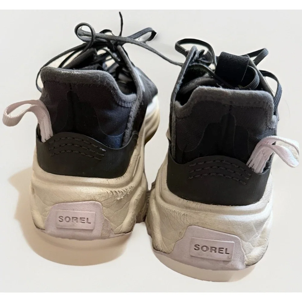 Sorel‎ Kinetic Breakthru Tech Lace Sneakers Womens 8 Black Chunky